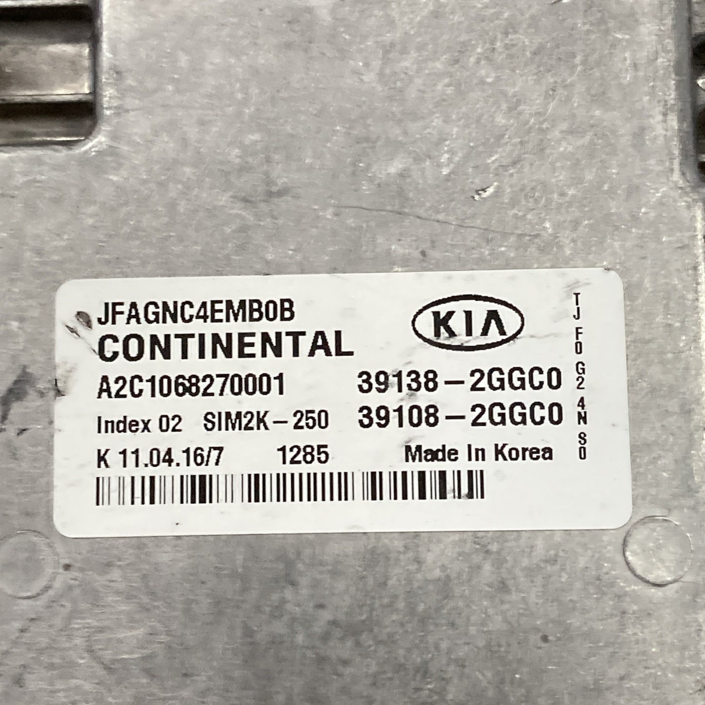 2016-2018 Kia Optima 2.4L Engine Control Module 39138-2GGC0