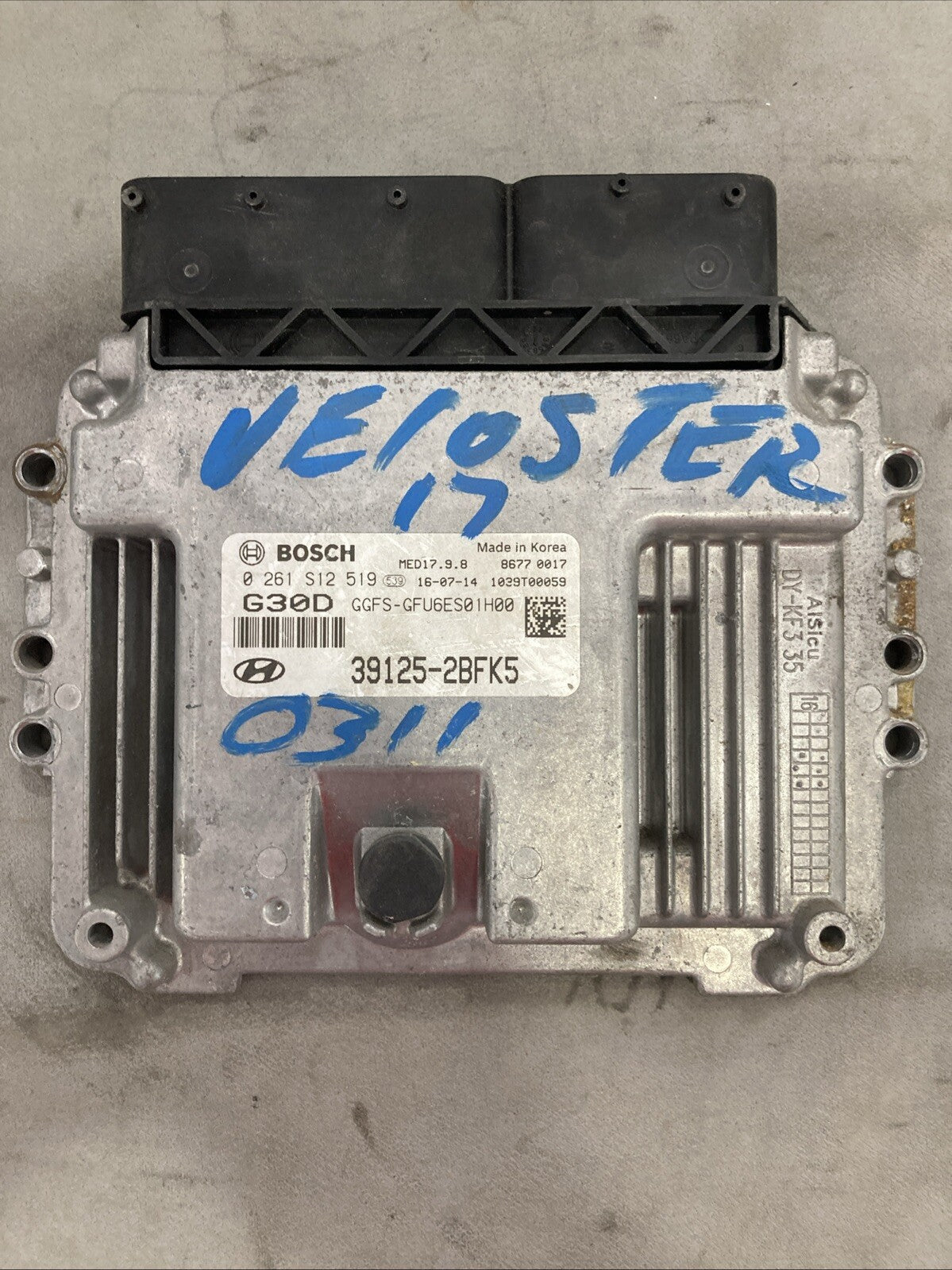 2017 Hyundai Veloster ECU/ECM 39125-2BFK5