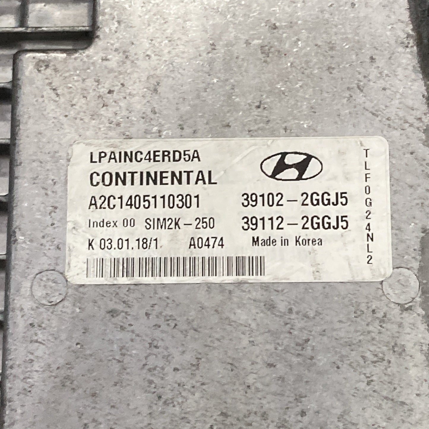 2018-2019 Hyundai Sonata 2.4L ECU/ECM 39102-2GGJ5