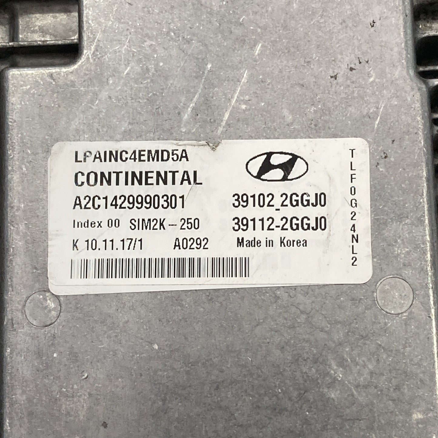 2018 2019 Hyundai Sonata 2.4L Engine Control Module 39102-2GGJ0