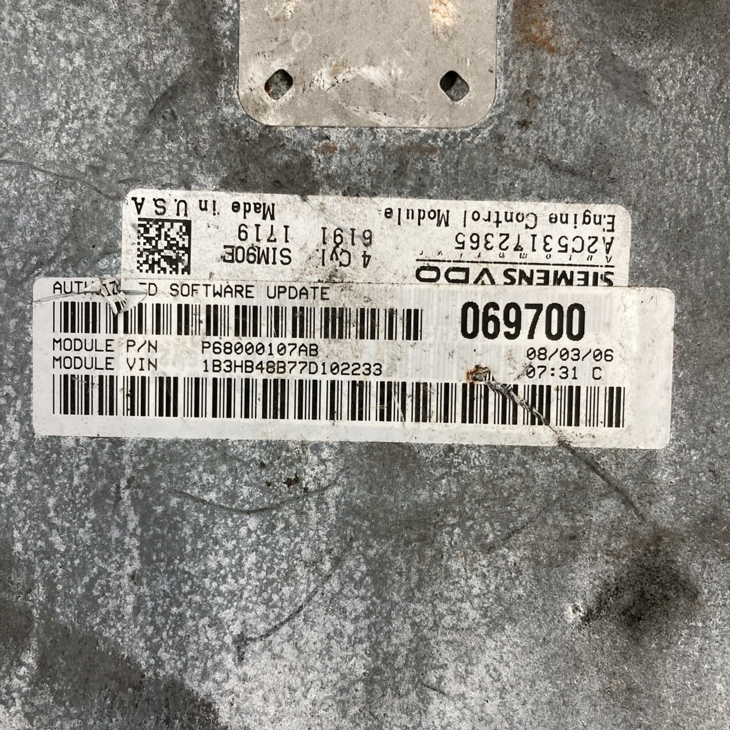 2007-2010 Dodge Caliber ECU/ECM P68000107AB