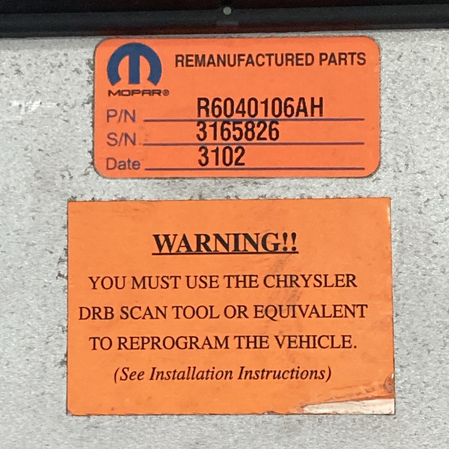 1999 Dodge Durango 5.2L ECU/ECM R6040106AH / P56040106AH