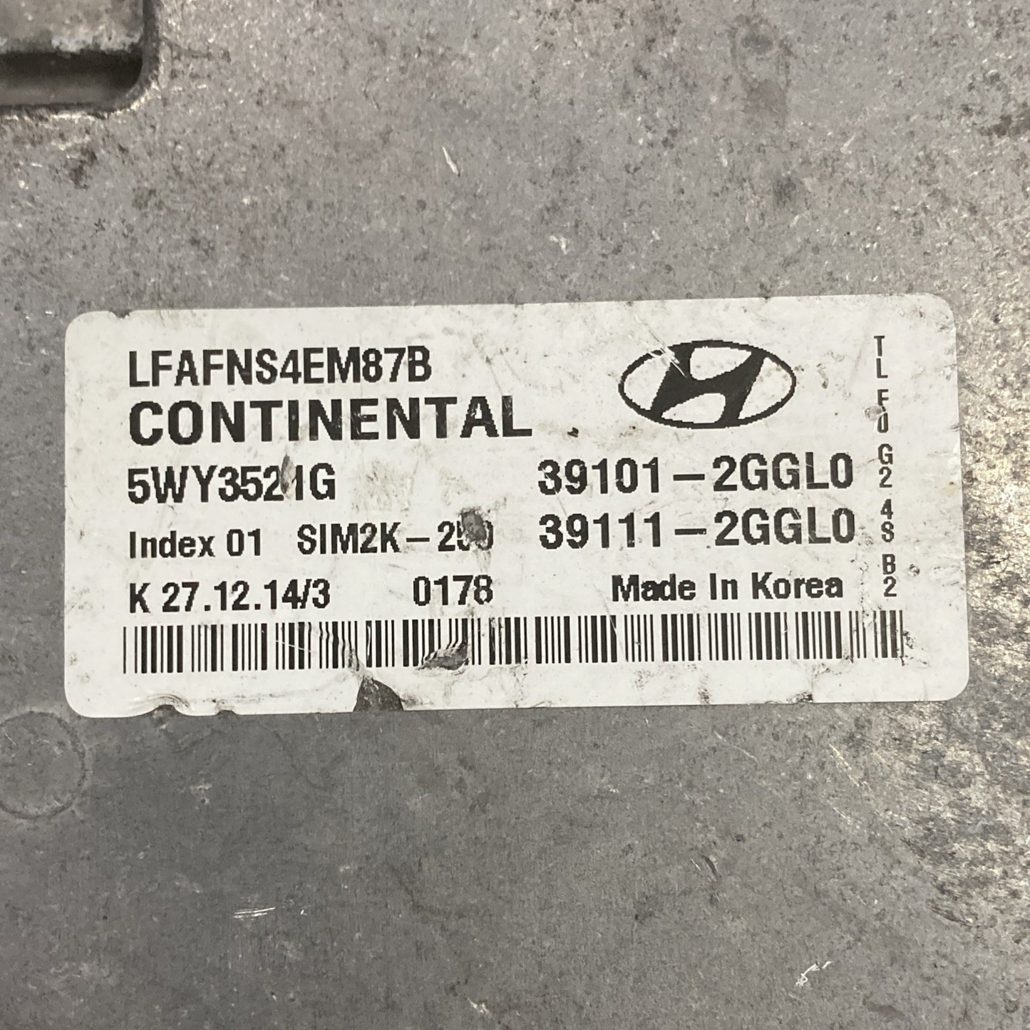 2015-2017 Hyundai Sonata ECU/ECM 39101-2GGL0