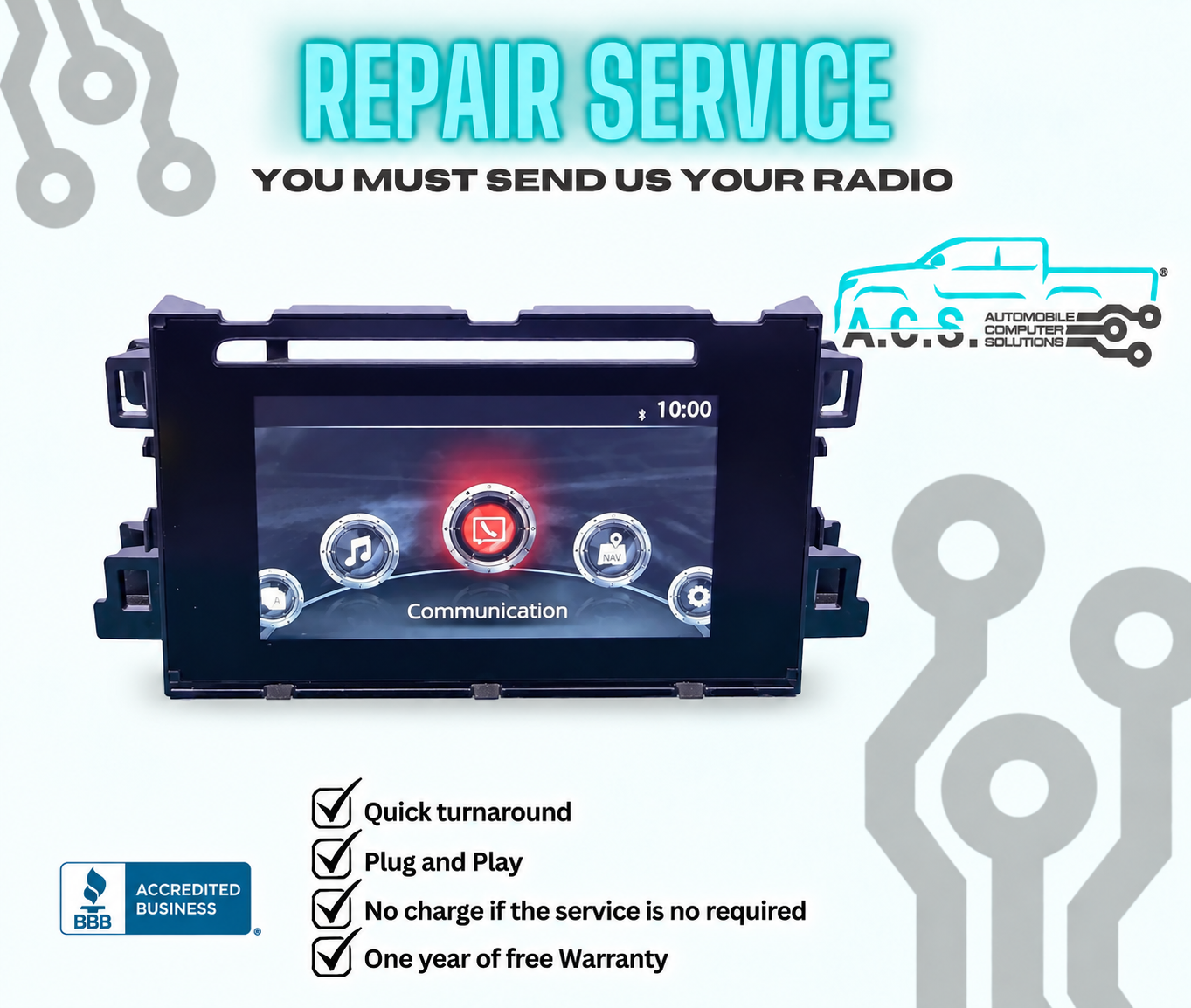 2016 Mazda CX-5 7" Touchscreen Display Repair