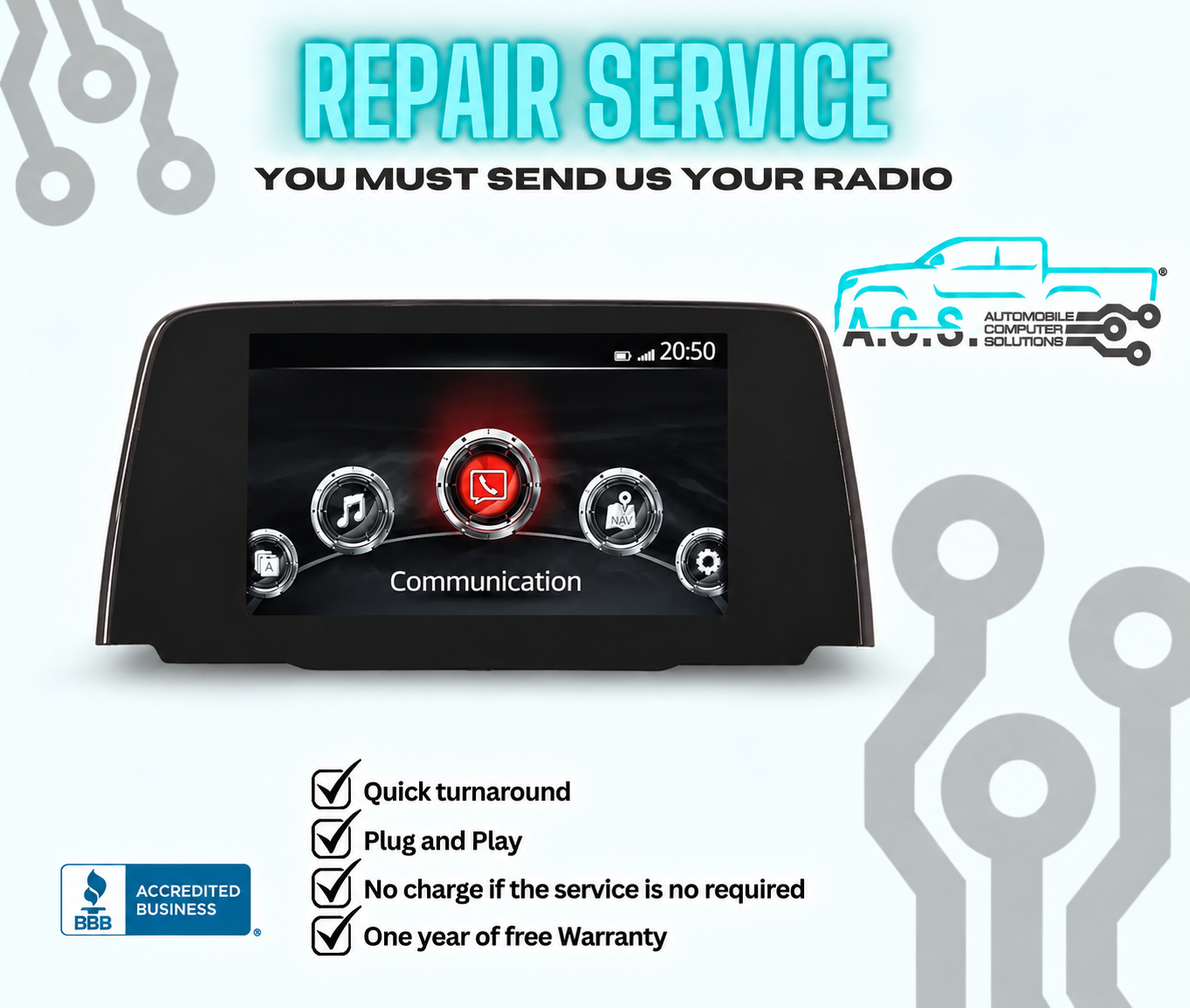2017–2020 Mazda CX-5 7" Touchscreen Display Repair