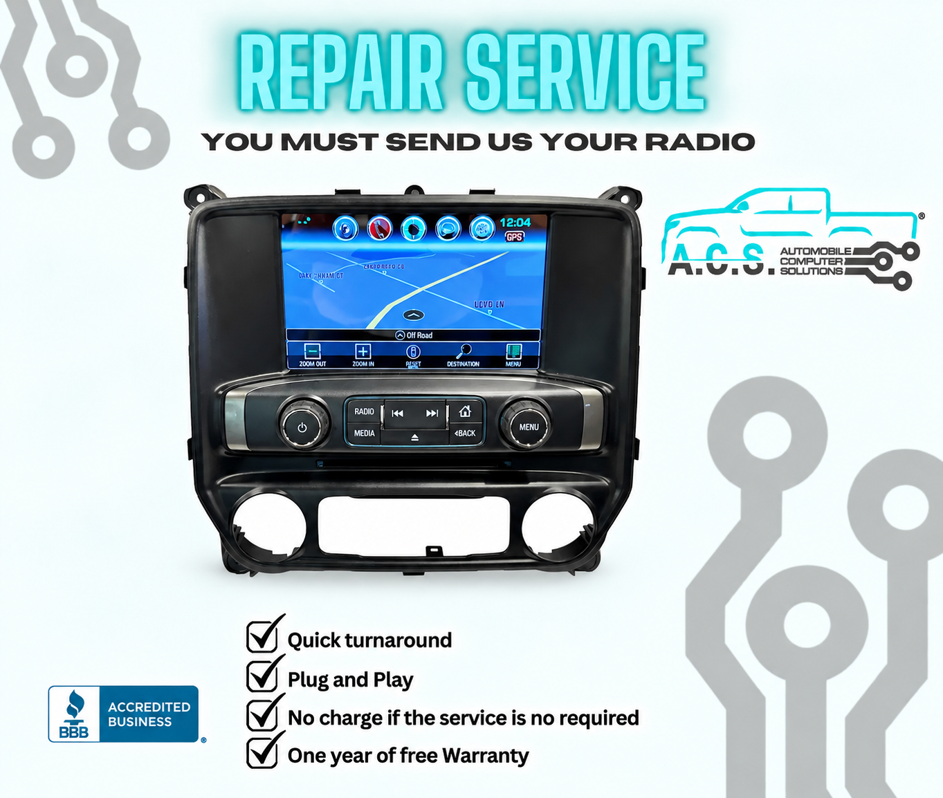 2014-2019 GMC Sierra 1500 8-inch Touchscreen Display Assembly Car Radio Repair | Fast & Reliable Service