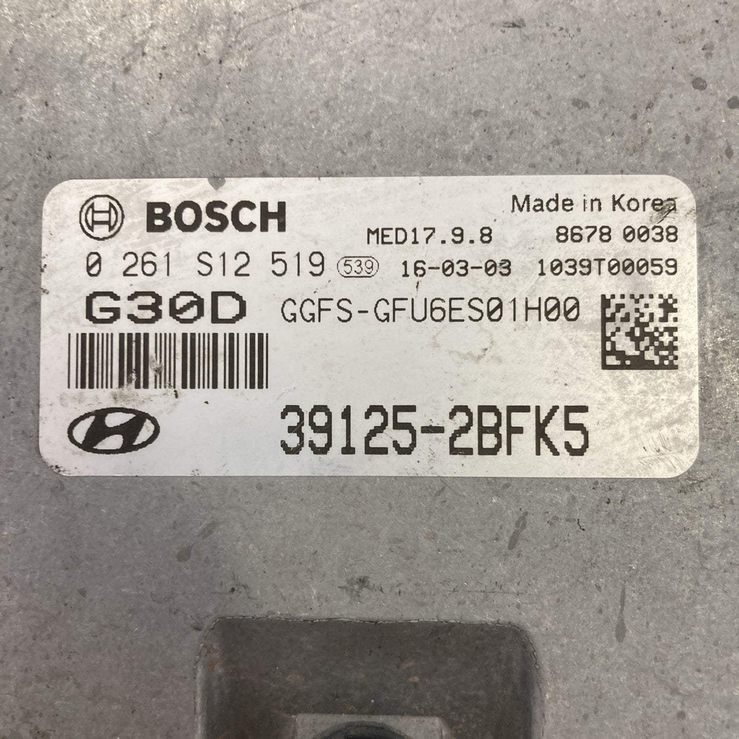 2016-2017 Hyundai Veloster 1.6L ECU/ECM 39125-2BFK5