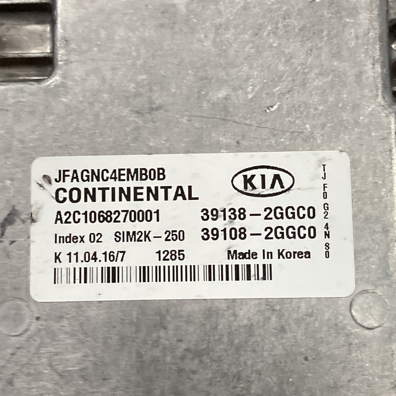2016-2018 Kia Optima 2.4L Engine Control Module 39138-2GGC0