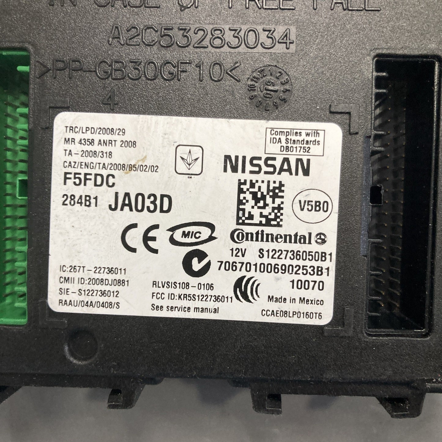 2010-2011 Nissan Altima Body Control Module 284B1 JA03D