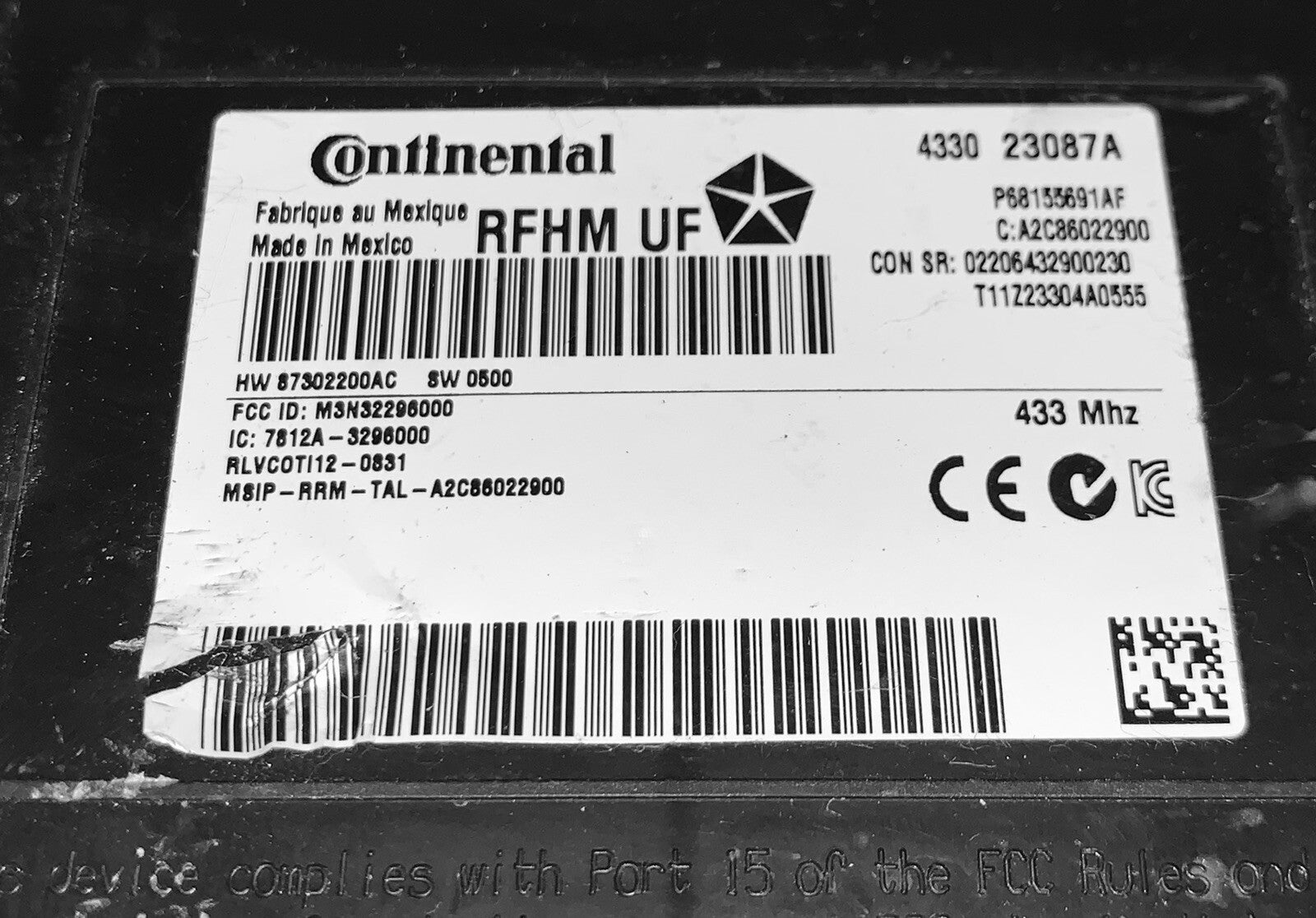 2015-2016 Chrysler 200 Keyless Reveiver Module P68155691AF