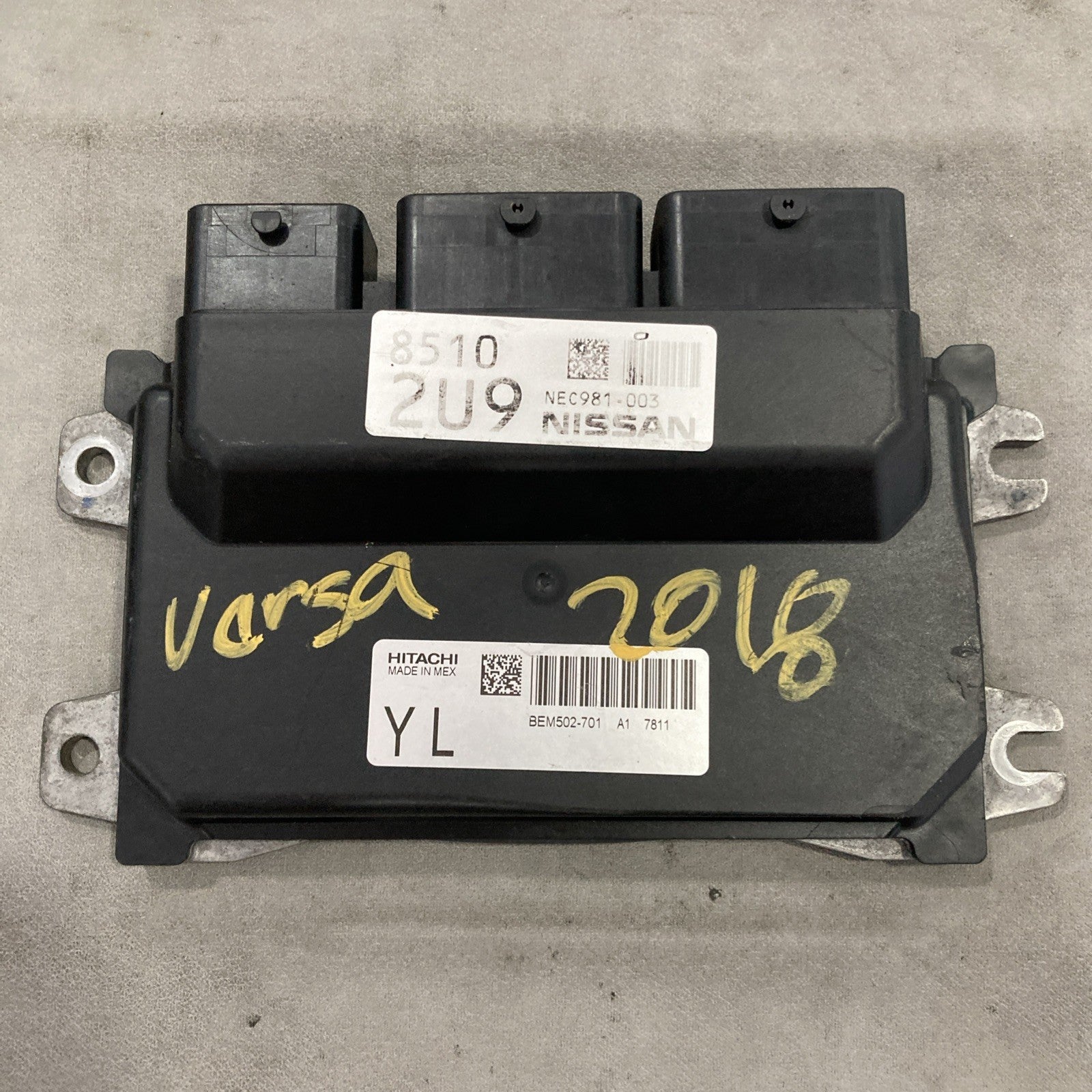 2018 Nissan Versa Engine Control Module BEM502-701 A1