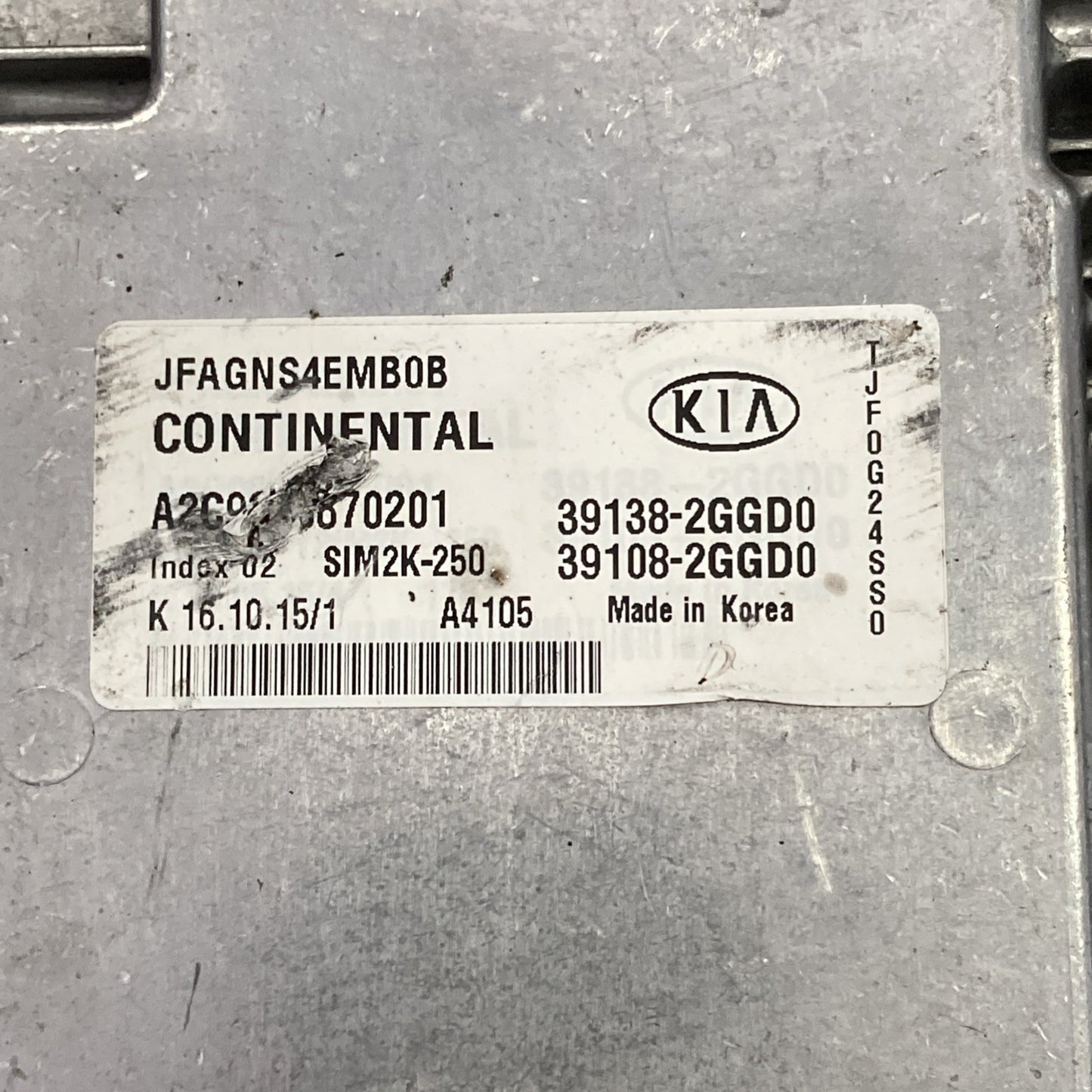2016-2018 Kia Optima 2.4L ECU/ECM 39138-2GGD0