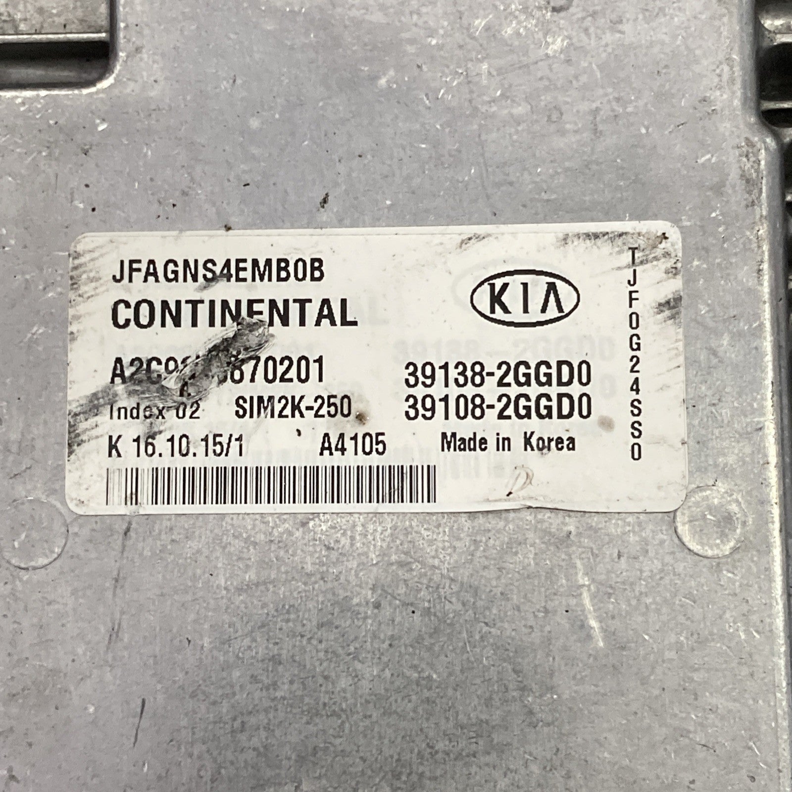 2016-2018 Kia Optima 2.4L ECU/ECM 39138-2GGD0