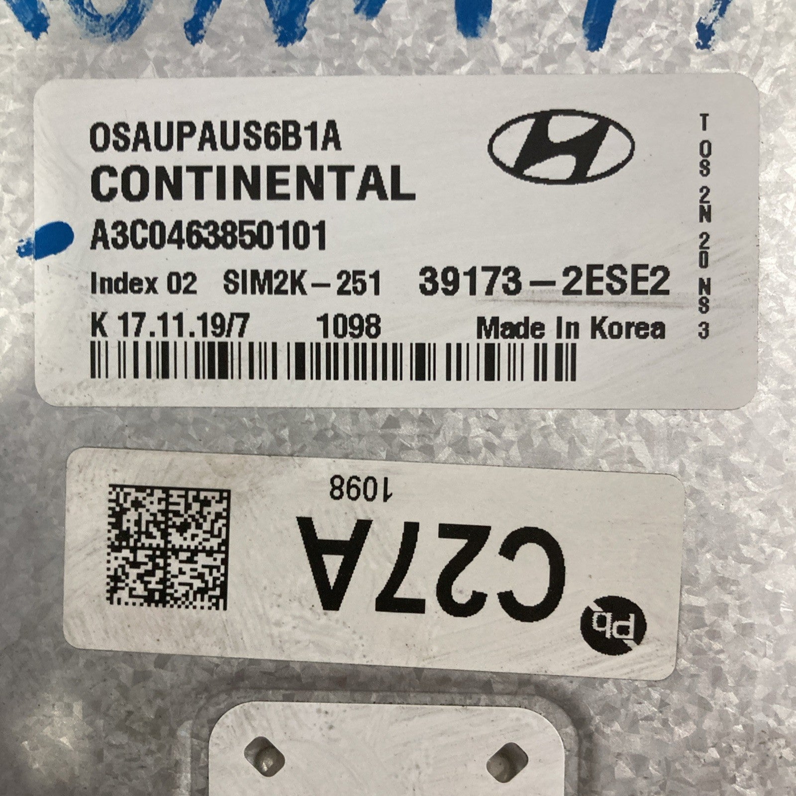 2018 - 2020 Hyundai Kona 2.0L ECU/ECM 39173-2ESE2