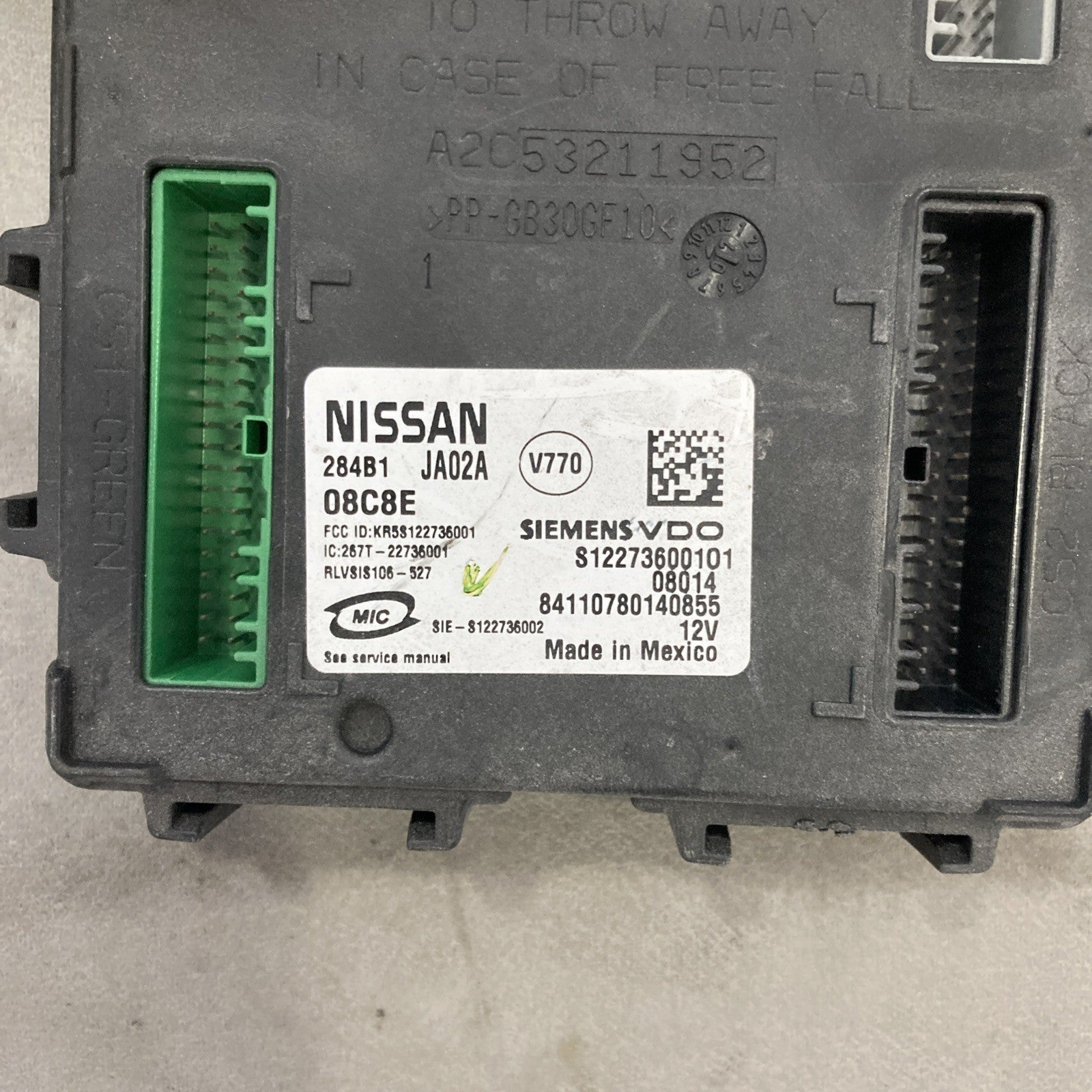2007-2008 Nissan Altima Body Control Module 284B1 JA02A