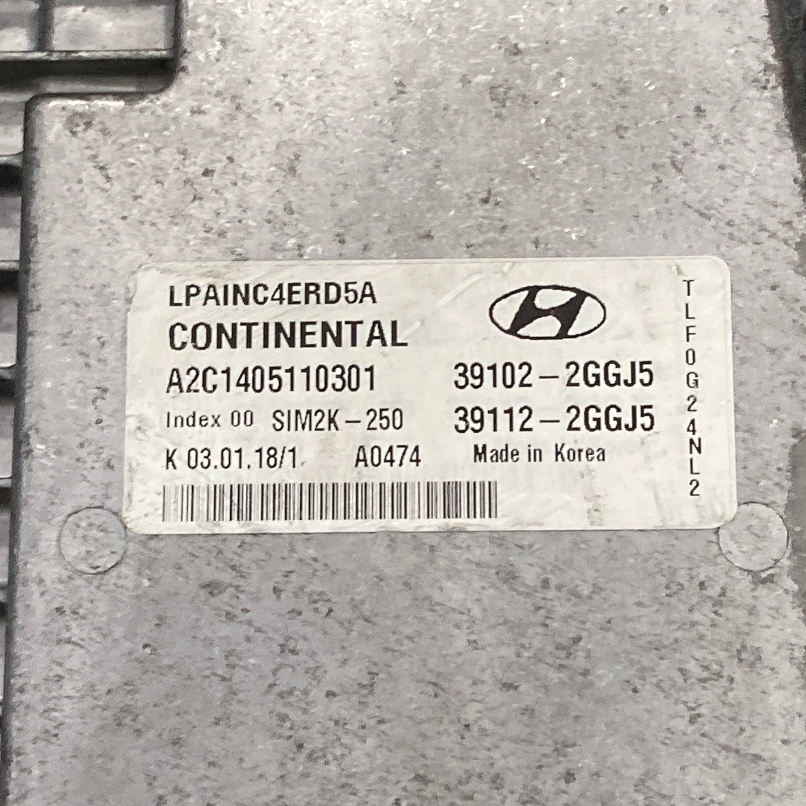 2018-2019 Hyundai Sonata 2.4L ECU/ECM 39102-2GGJ5
