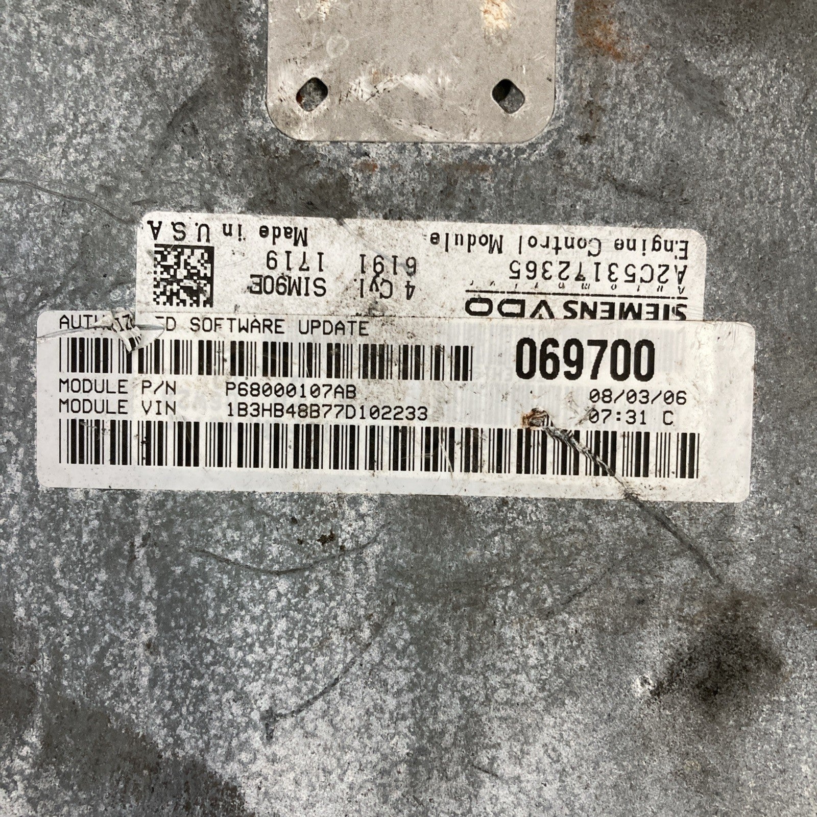 2007-2010 Dodge Caliber ECU/ECM P68000107AB