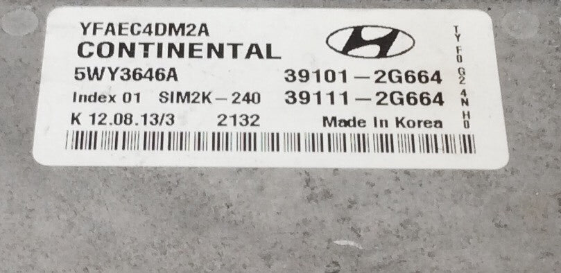 2011-2014 Hyundai Sonata 2.4L ECU 39101-2G664 / 39111-2G664