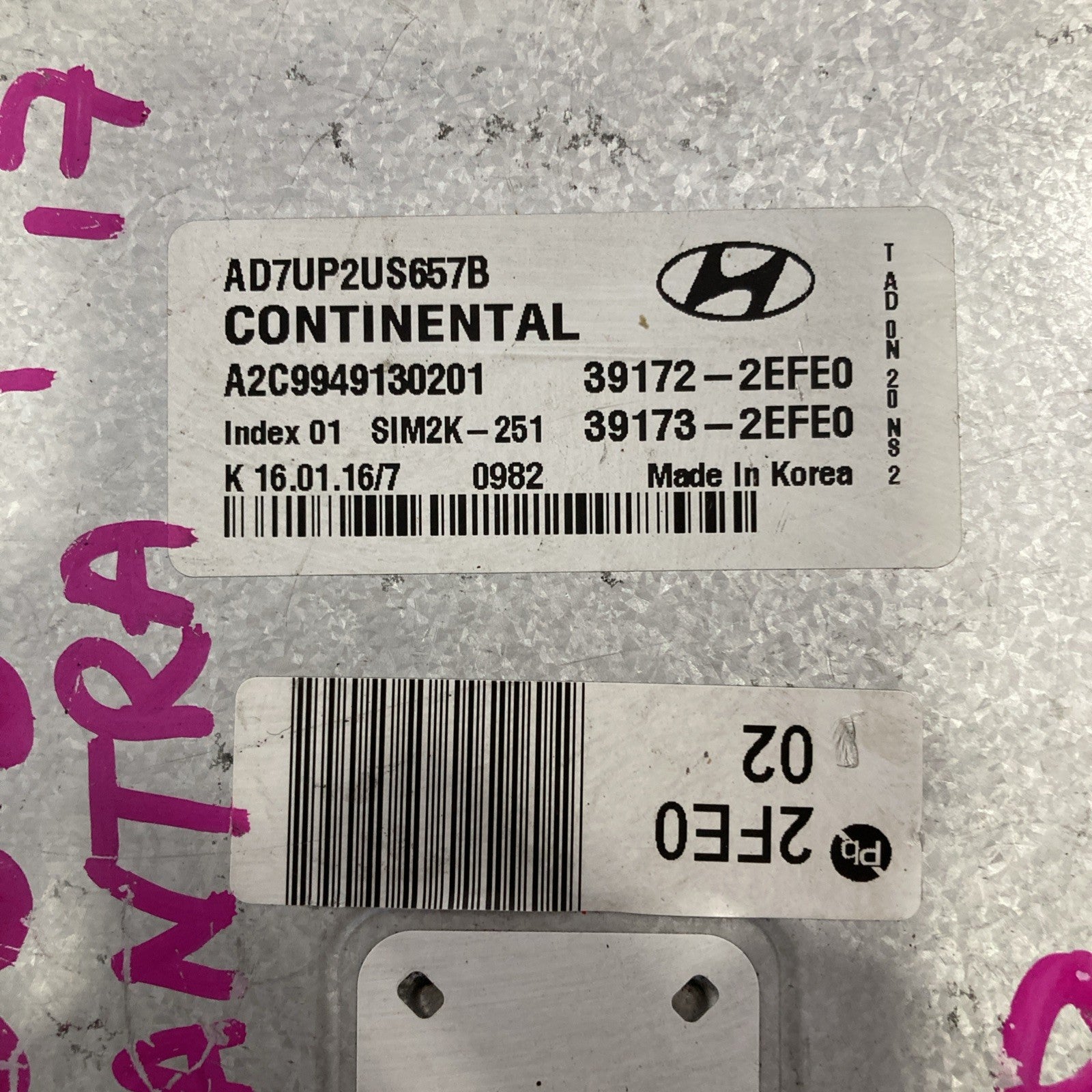 2017-2018 Hyundai Elantra ECU/ECM 39173-2EFE0
