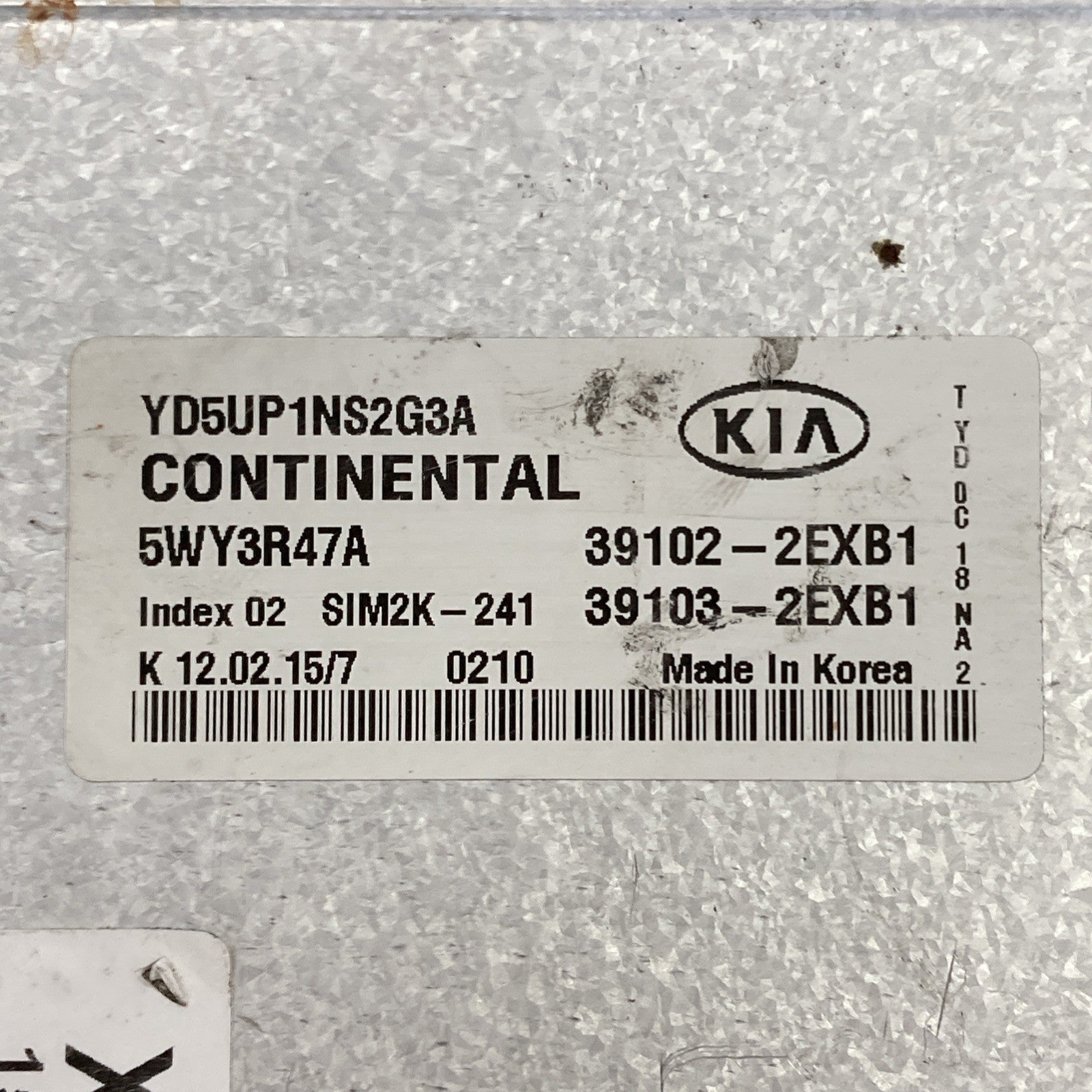 2015 Kia Forte ECU/ECM 39102-2EXB1