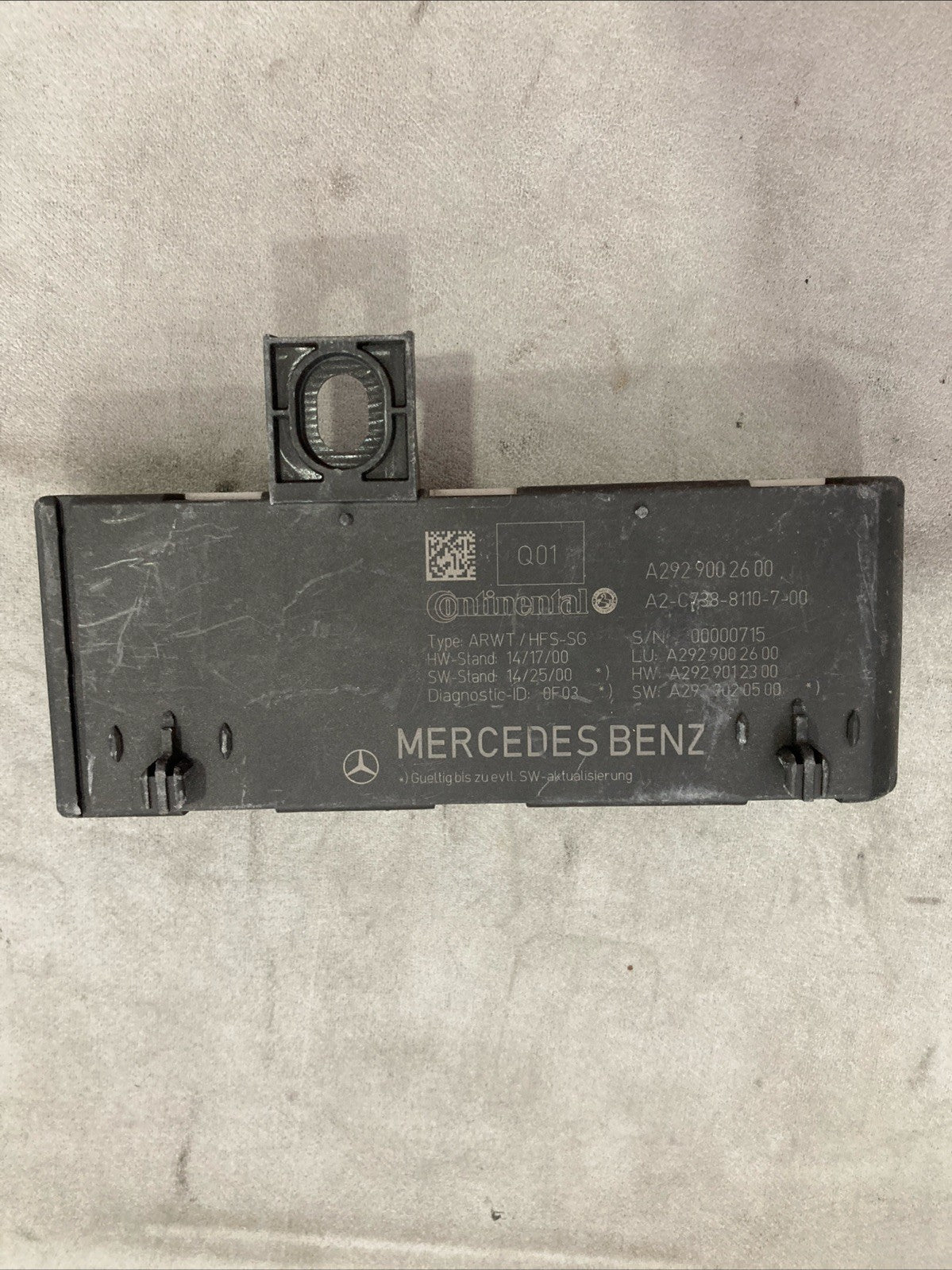 2016-2019 Mercedes-Benz C-Class Tailgate Control Unit  A292 900 26 00