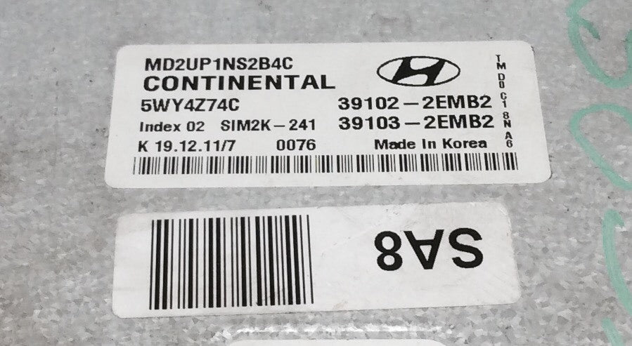 2011 2012 2013 Hyundai Elantra 1.8L ECU 39102-2EMB2 
