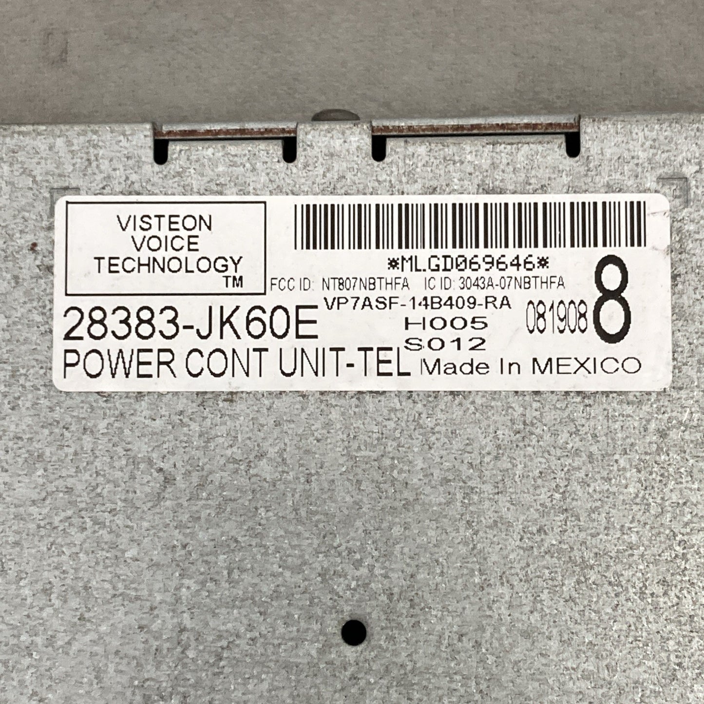 2007-2010 Infiniti Bluetooth Communication Control Module 283833-JK60E