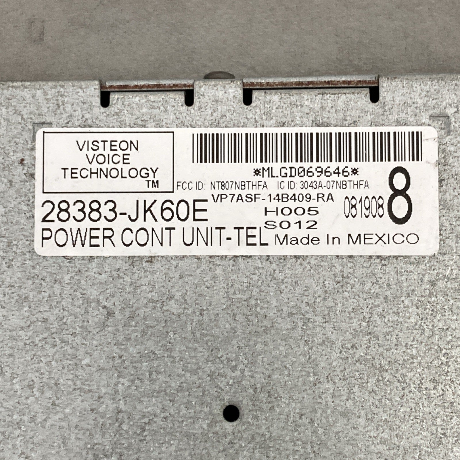 2007-2010 Infiniti Bluetooth Communication Control Module 283833-JK60E