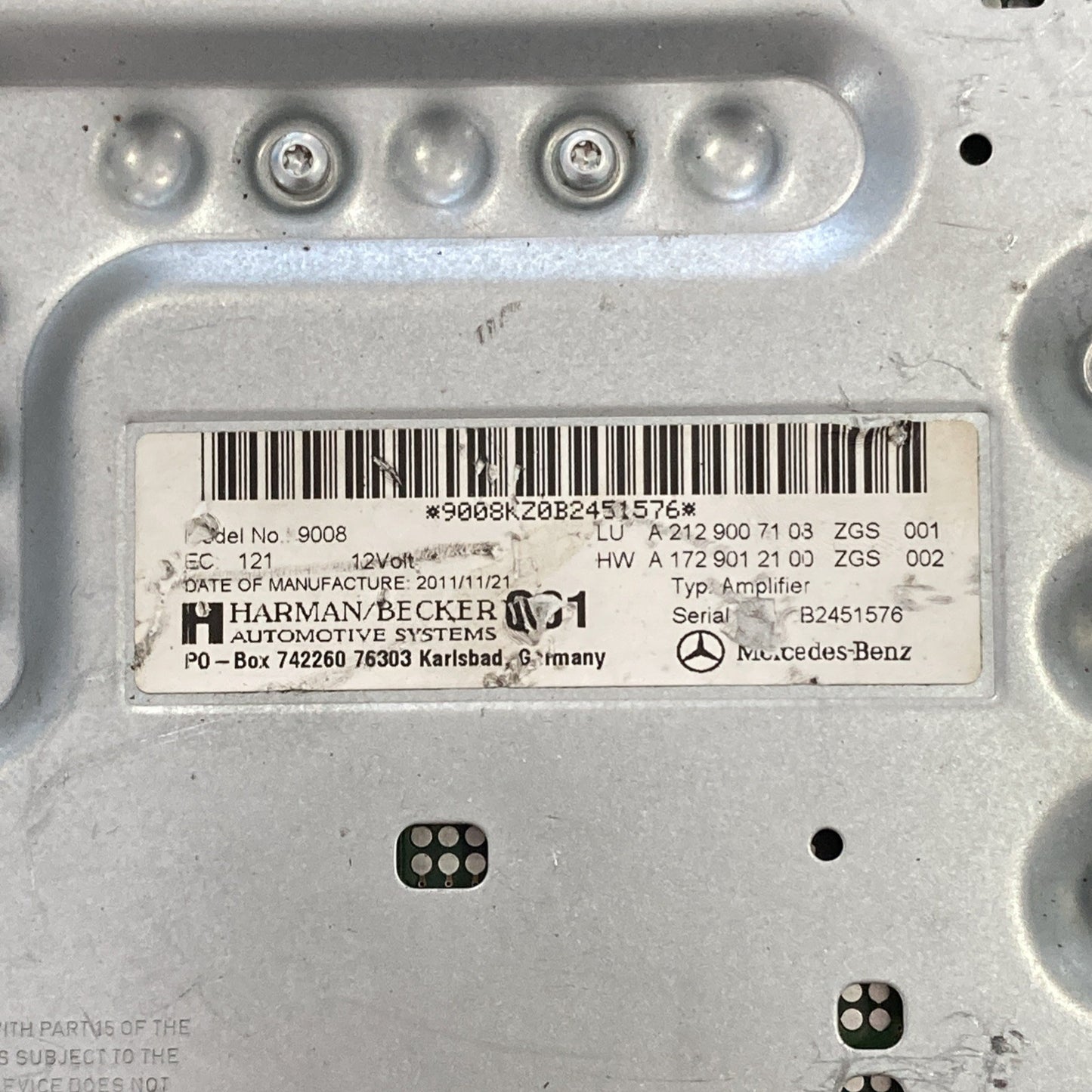 Mercedes-Benz CLA250 Harman Becker Amplifier A 212 900 71 08