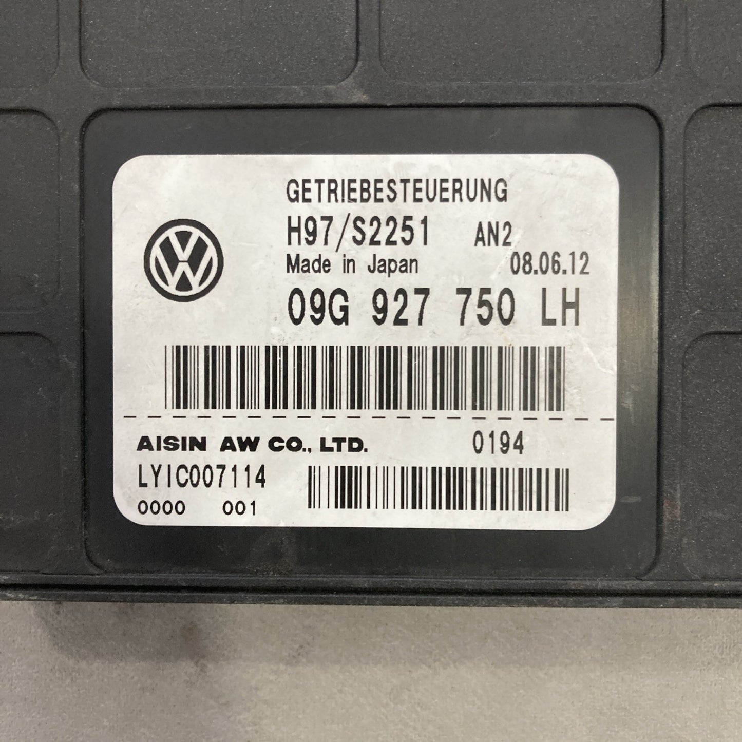 2012-2014 Volkswagen Passat Transmission Control Module 09G 927 750 LH