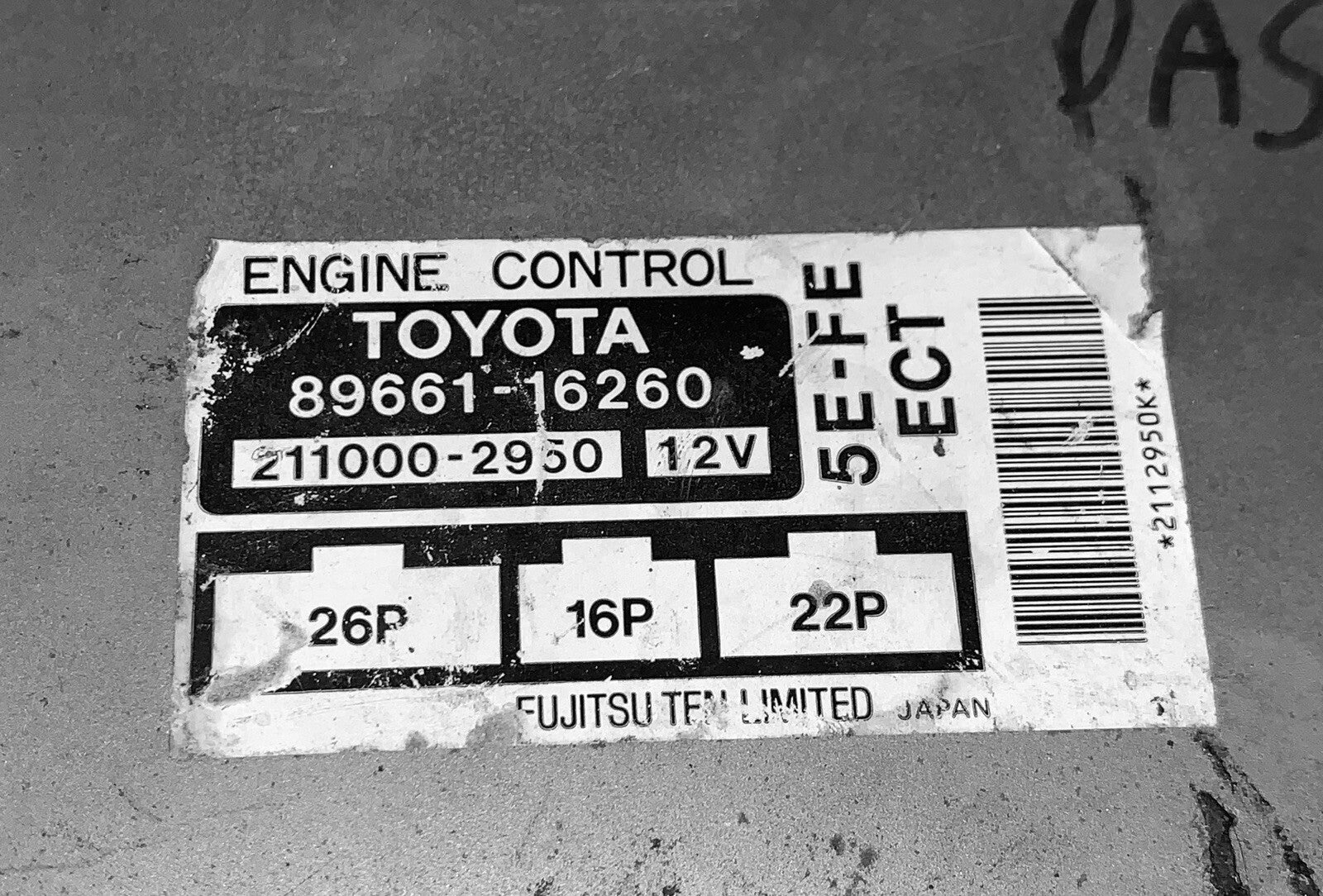 1994-1995 Toyota Paseo AT ECU 89661-16260