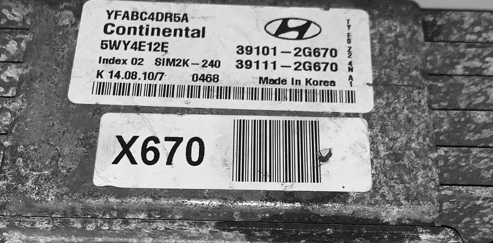 2011 Hyundai Sonata ECU 39101-2G670