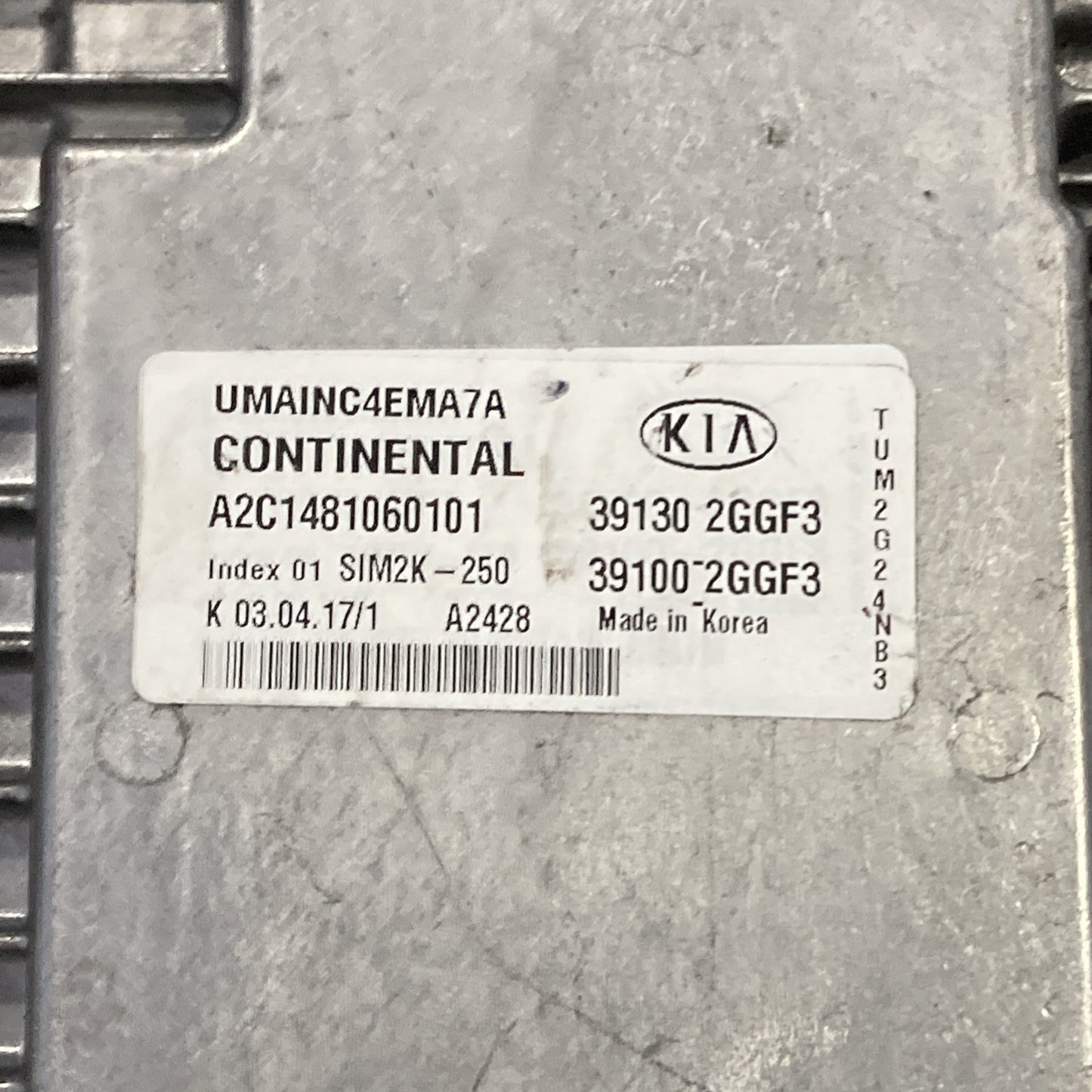 2016-2018 Kia Sorento 2.4L Engine Computer Module 39130-2GGF3