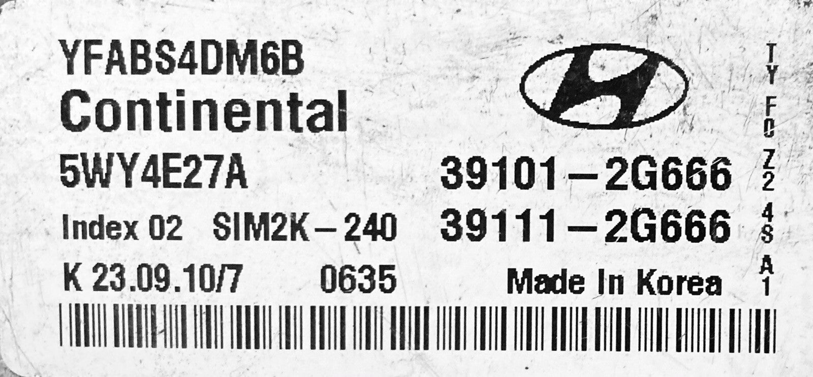 2011 2012 2013 2014 Hyundai Sonata ECM 39101-2G666