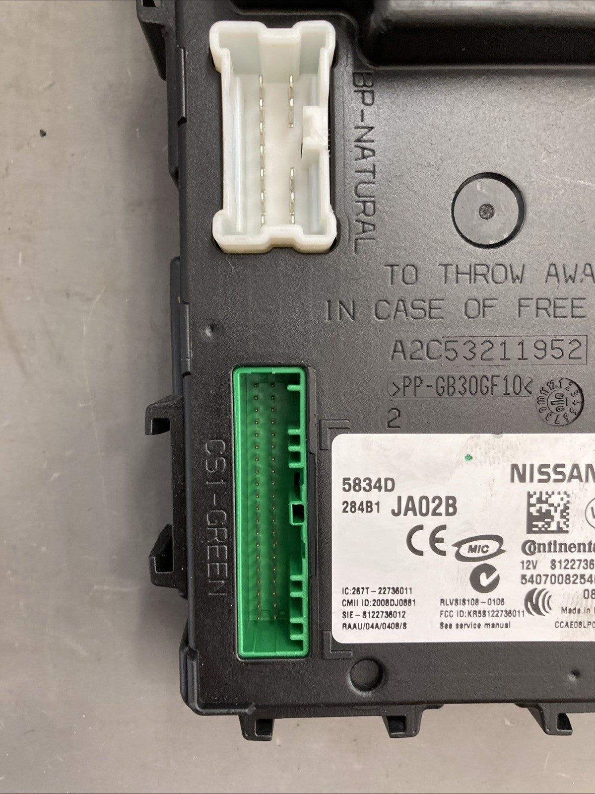 2009 Nissan Altima Body Control Module 284B1 JA02B