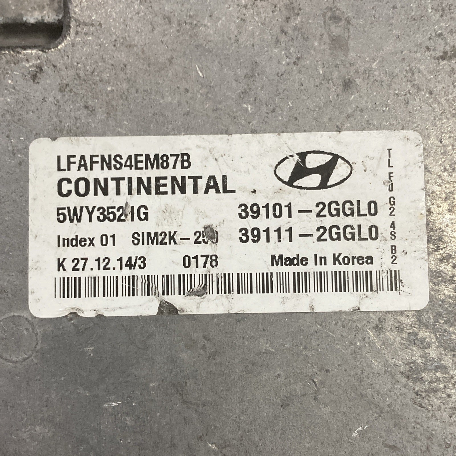 2015-2017 Hyundai Sonata ECU/ECM 39101-2GGL0