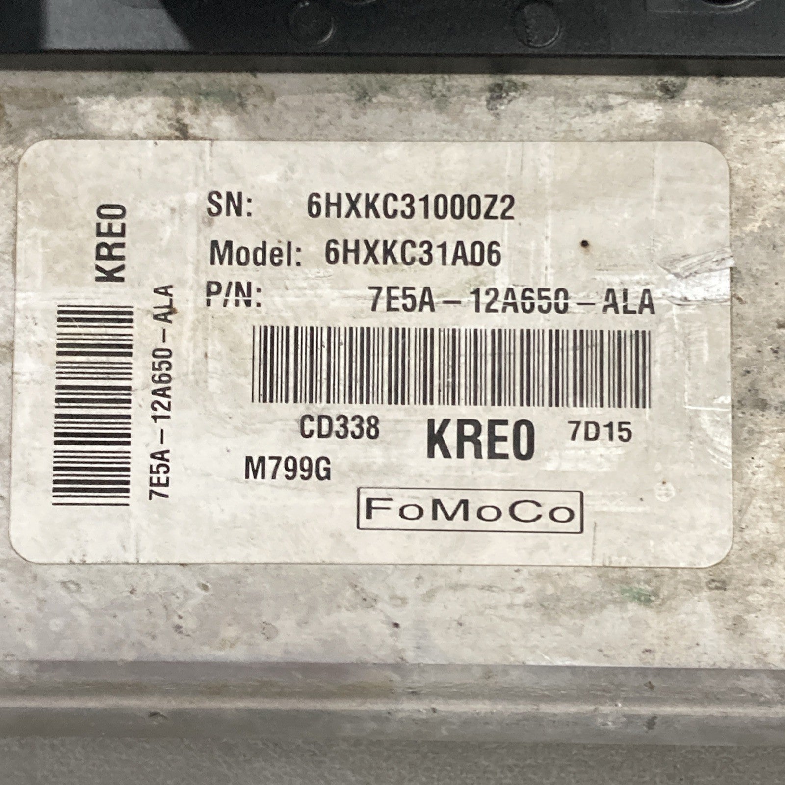 2007 Mercury Milan ECU/ECM 7E5A-12A650-ALA