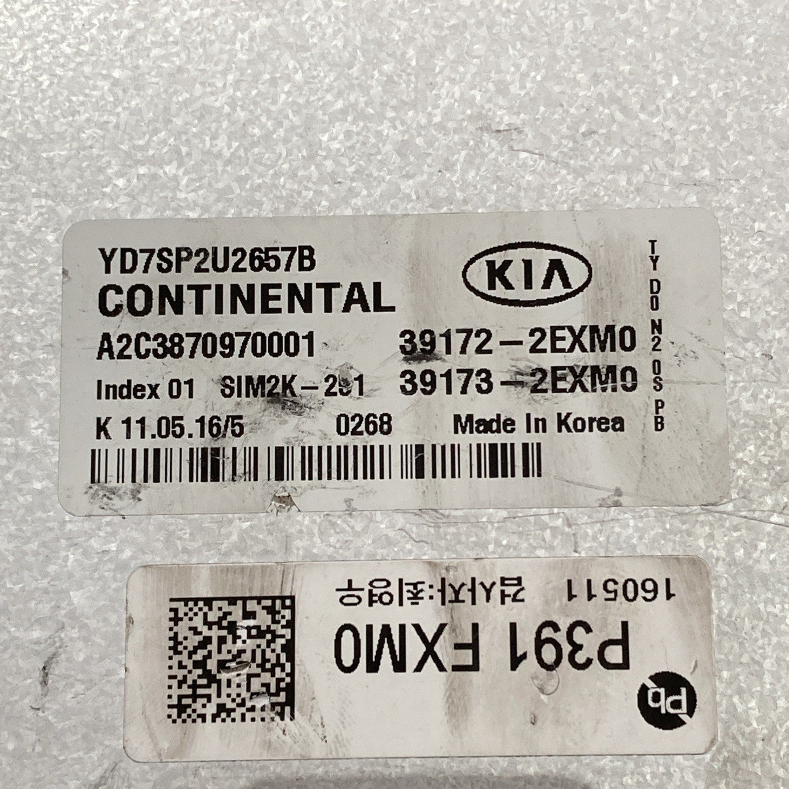 2017-2018 Kia Forte 2.0L ECU/ECM 39172-2EXM0