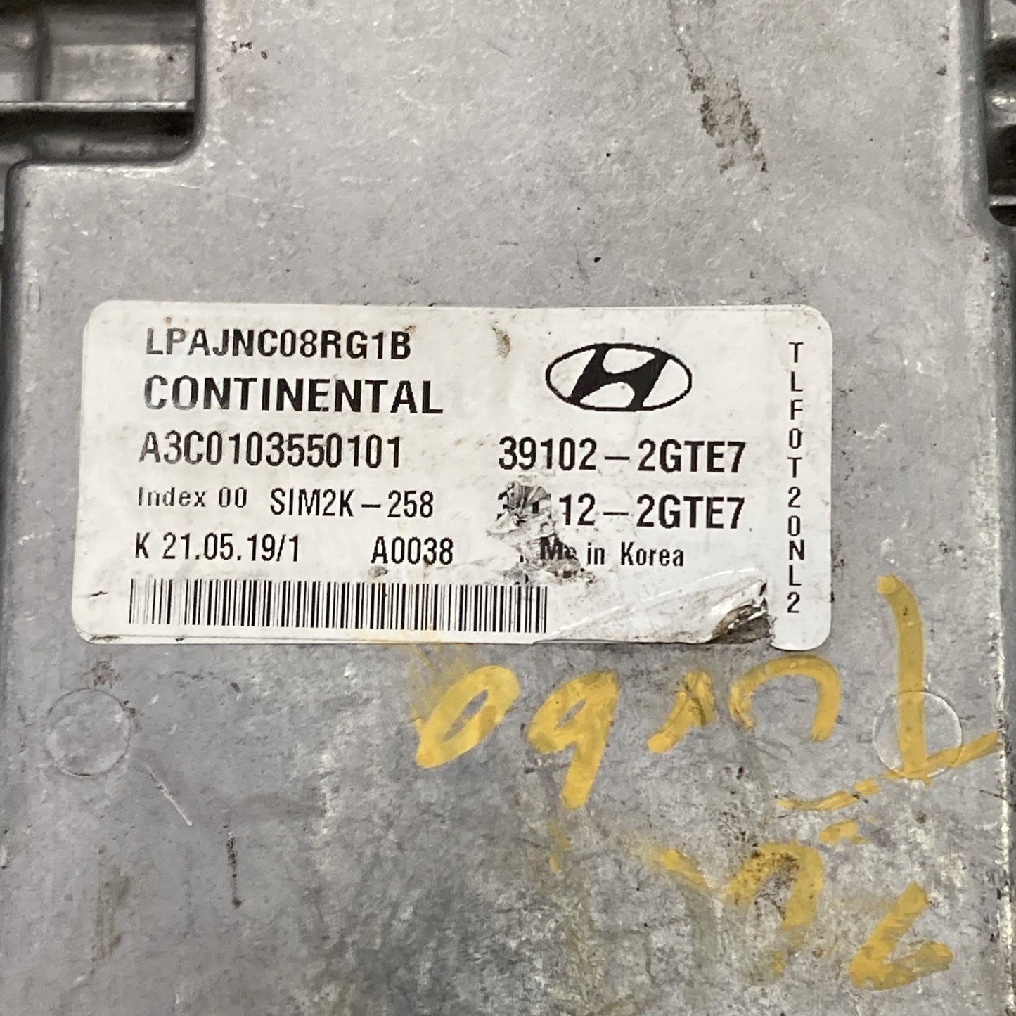 2018-2019 Hyundai Sonata Engine Control Module 39102-2GTE7