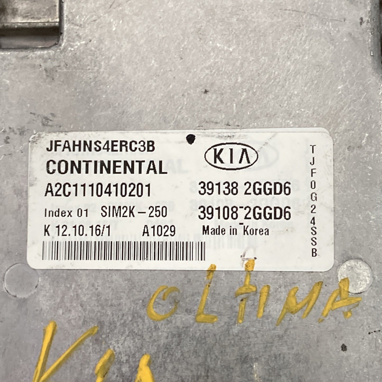2016-2018 Kia Optima Engine Control Unit 39138 2GGD6