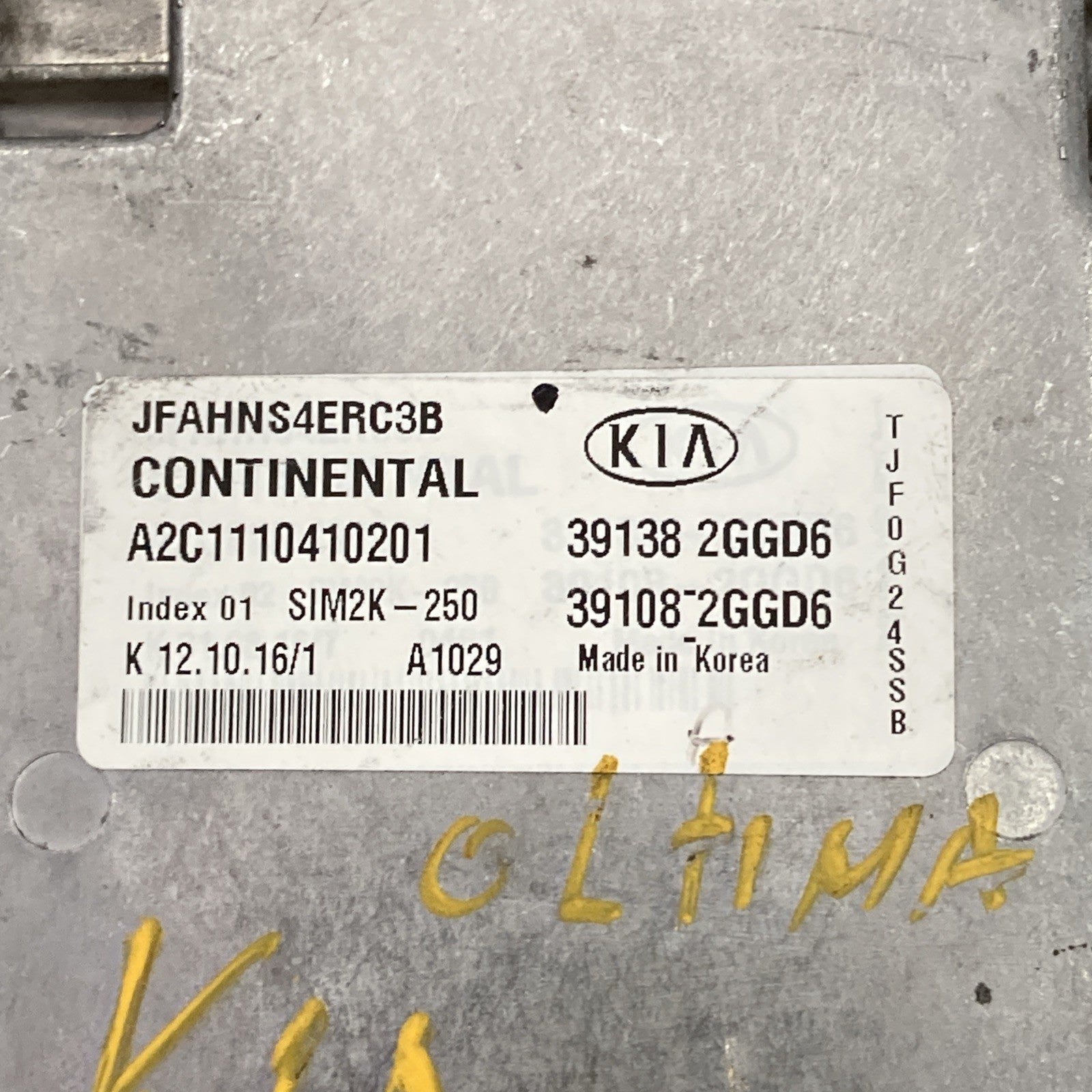 2016-2018 Kia Optima Engine Control Unit 39138 2GGD6