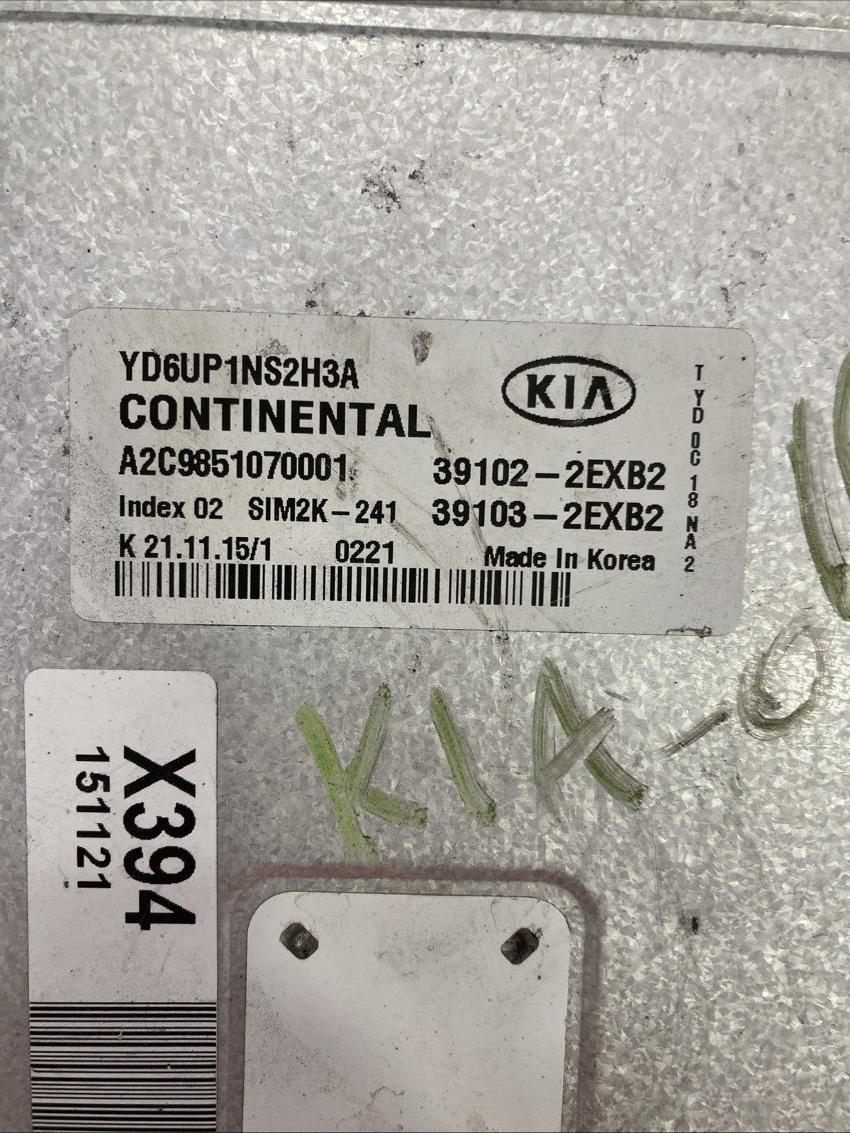 2014-2016 Kia Forte ECU/ECM 39102-2EXB2