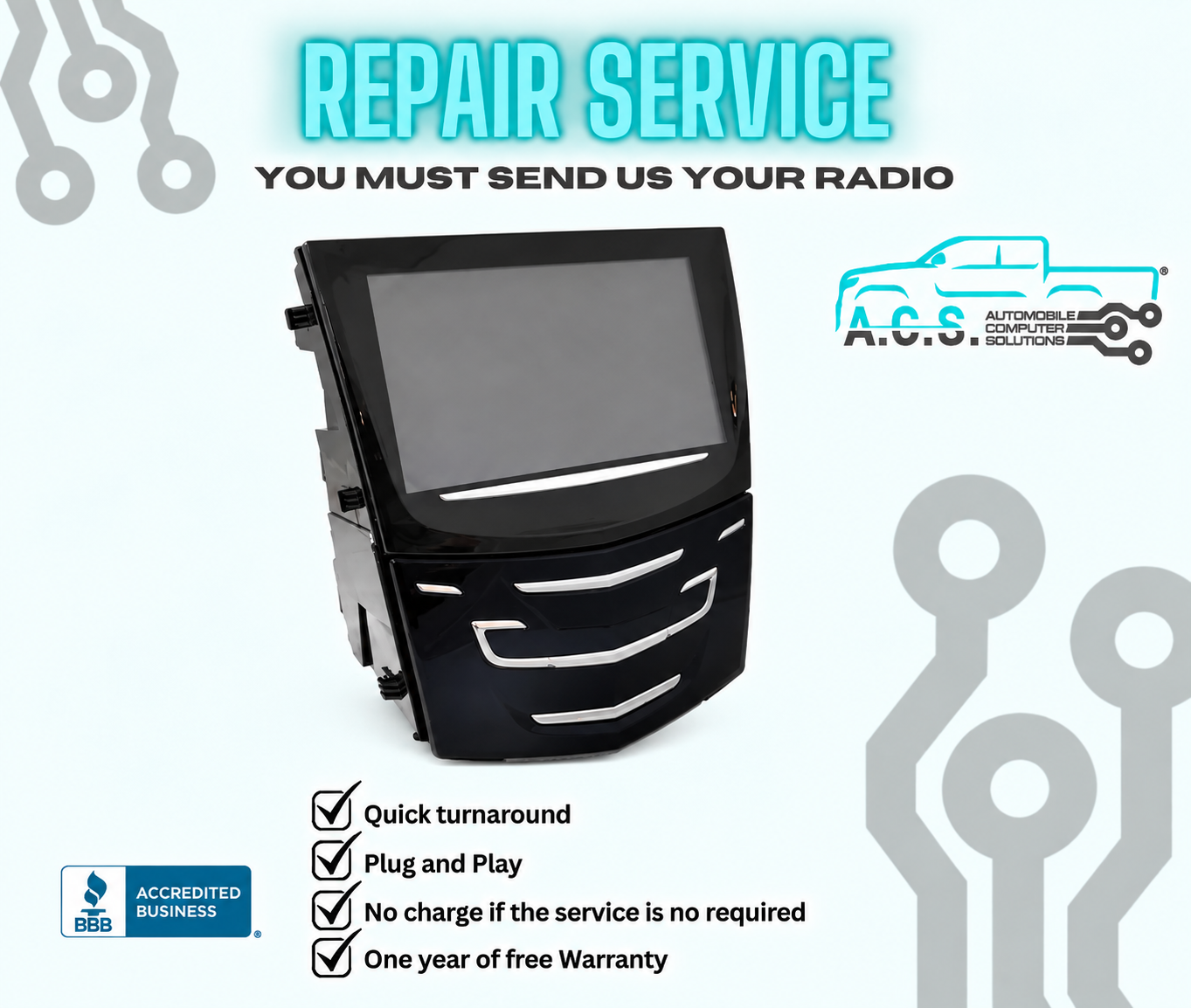 2013-2017 Cadillac XTS Cue Touch Screen Car Radio Repair | Fast & Reliable Service
