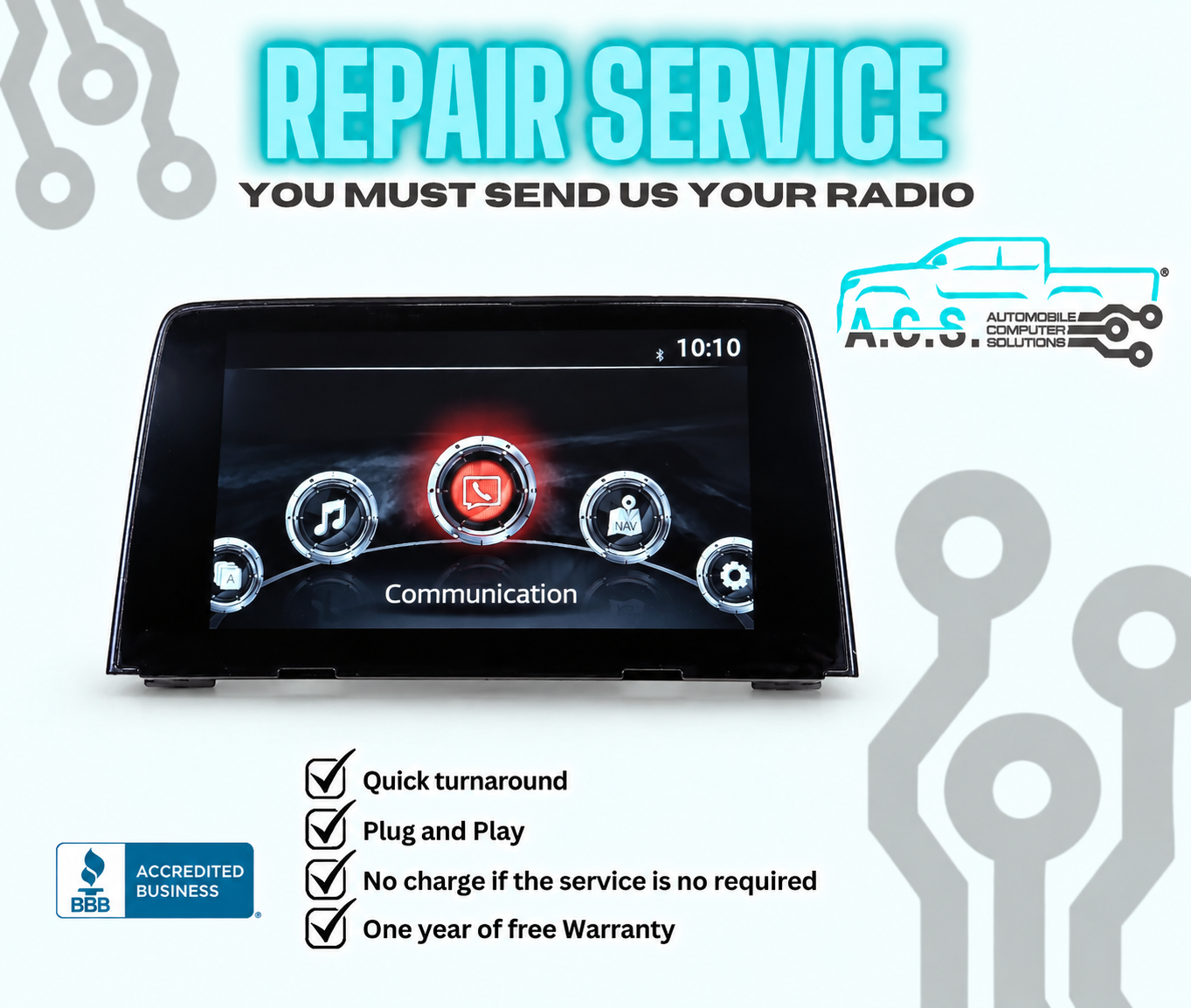 2018–2021 Mazda 6 7" Touchscreen Display Repair Service