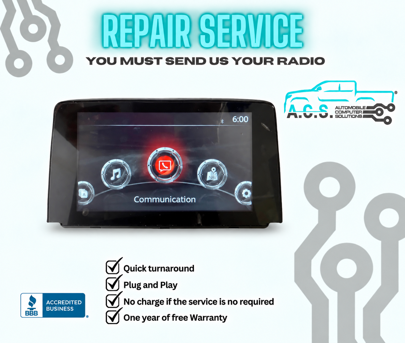 2016–2020 Mazda CX-9 7" Touchscreen Display Repair
